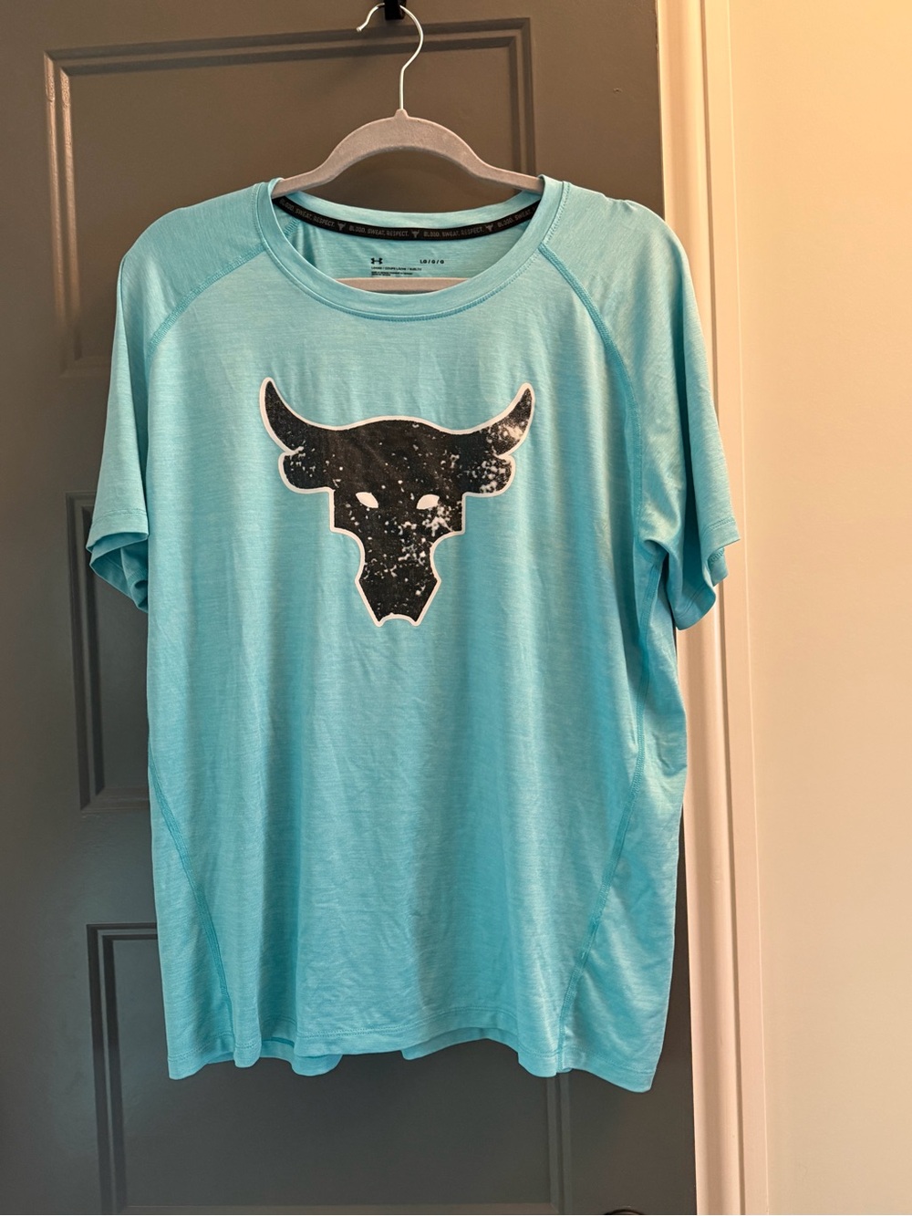 Under Armour teal Short Sleeve Tee with Black Bull Graphic L